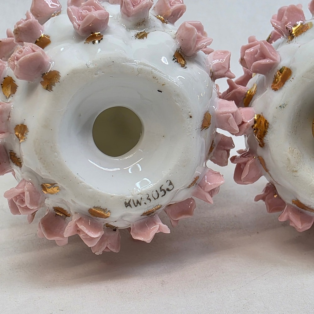 Vtg Salt and Pepper Shakers Pink Rose Gold Pineapple KW3053 Japan FAIR Cond READ - Picture 2 of 10